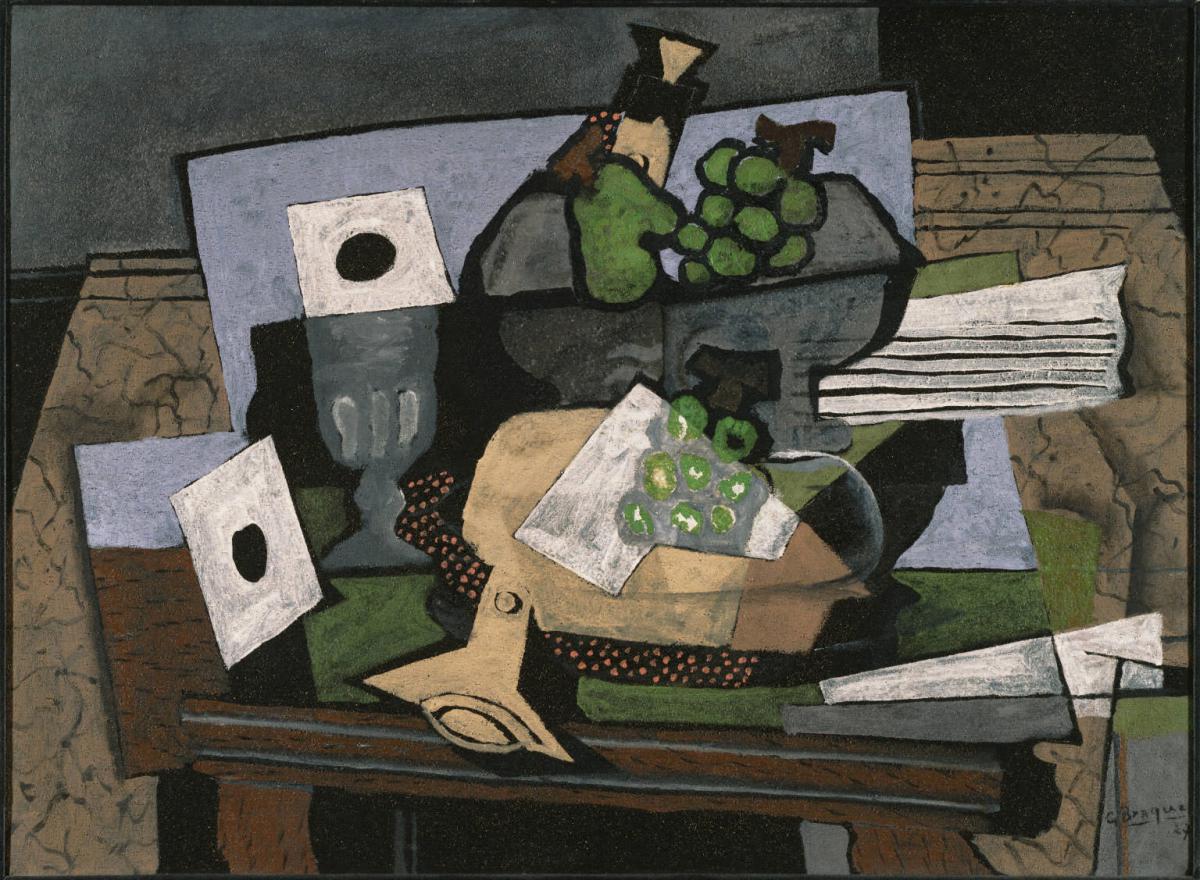 Natura morta con uva e clarinetto di Georges Braque, 1927