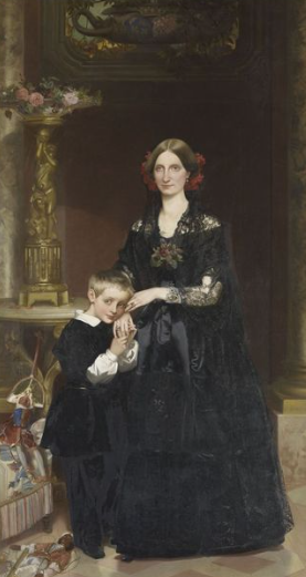 Maria Carolina Augusta, duchessa d’Aumale, ritratta da Victor Mottez con il figlio Louis, principe di Condé.