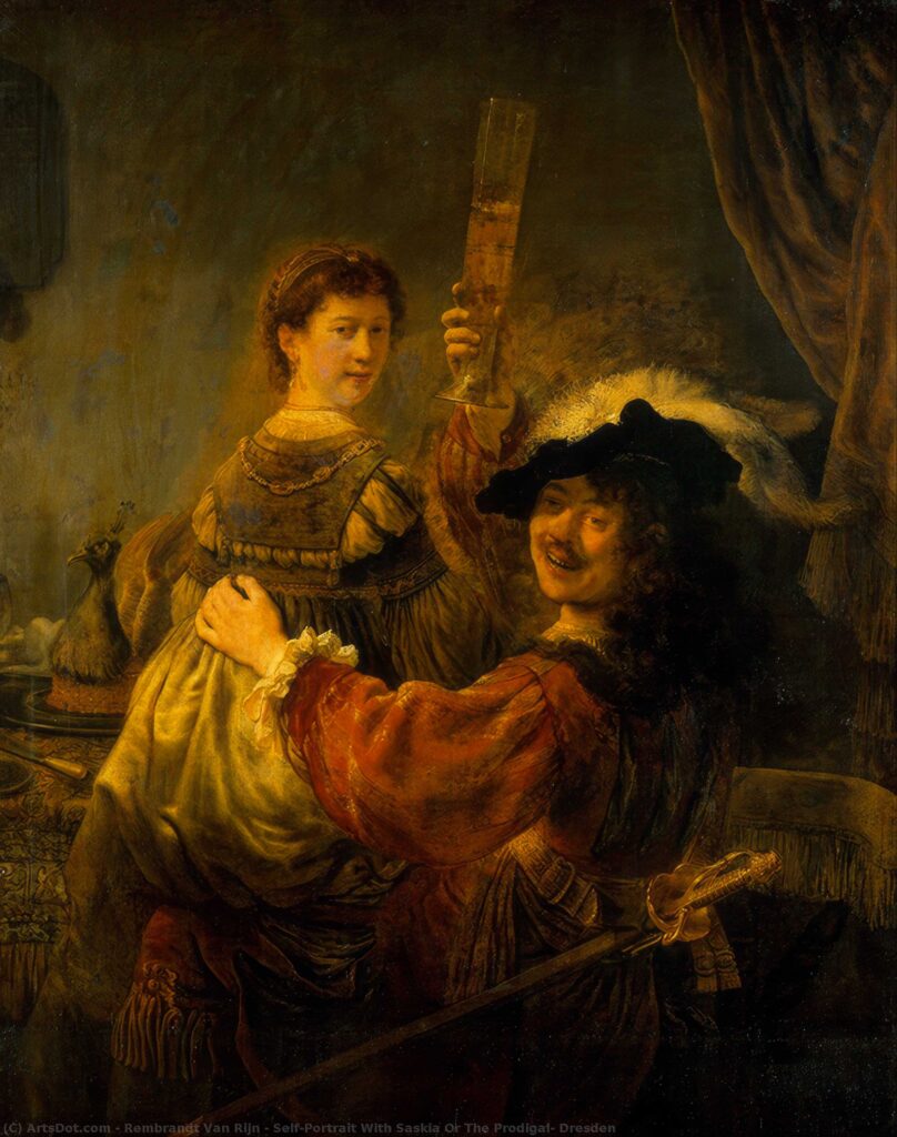 Rembrandt e Saskia nella parabola del figliol prodigo, circa 1635, Gemäldegalerie Alte Meister di Dresda